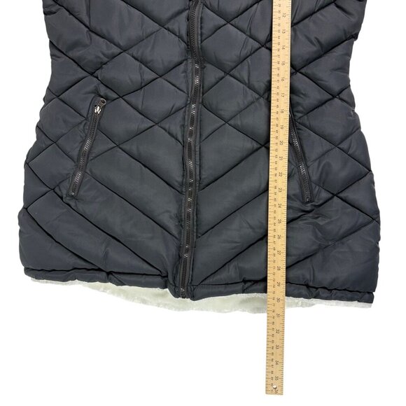 Women’s Reversible Hooded Winter Coat Puffer Jacket Black/White Faux Fur Size L - Picture 5 of 13